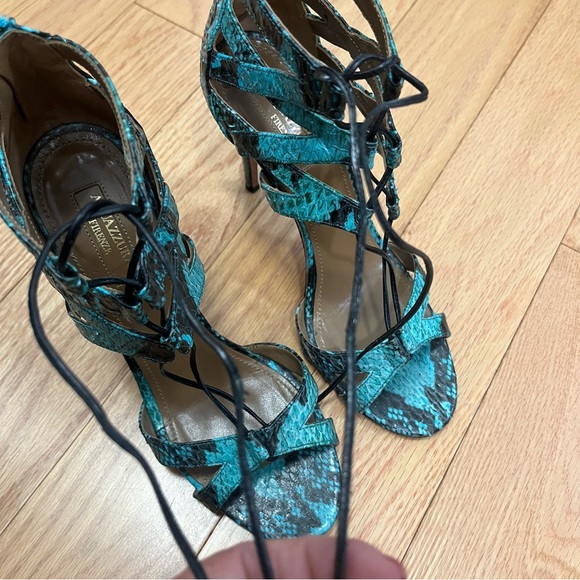 Aquazzura Beverly Hills Elaph Snakeskin Sandals - Picture 11 of 14